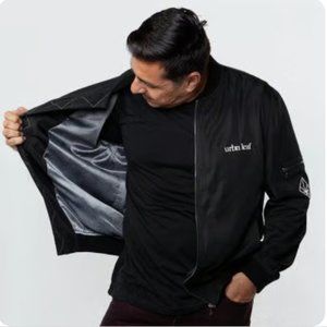 Urbn Leaf Black Bomber Jacket Size Large New